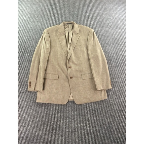 Lauren Ralph Lauren Other - Vintage Ralph Lauren Sport Coat 48 L Beige Silk Wool Glen Plaid Designer LRL